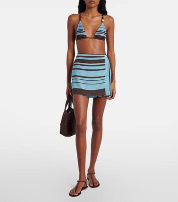 Rioja striped silk crêpe wrap skirt | SIR