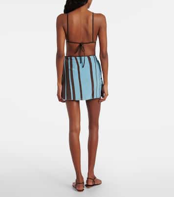 Rioja striped silk crêpe wrap skirt | SIR