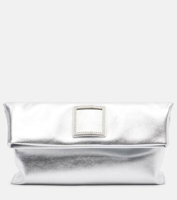 Trompette metallic leather clutch | Roger Vivier