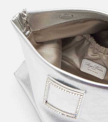 Trompette metallic leather clutch | Roger Vivier