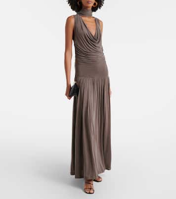 Abito lungo Alyve con scollo all’americana e drappeggio | Aya Muse