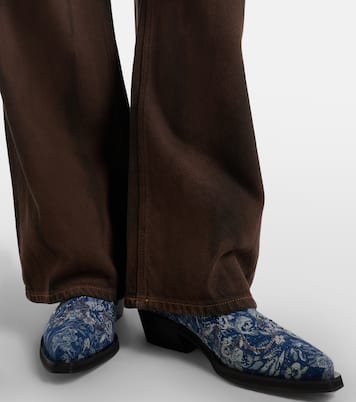 Low Shaft embroidered jacquard cowboy boots | Ganni