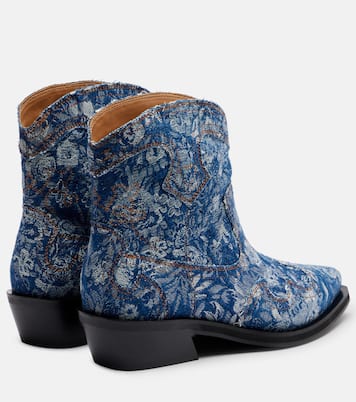 Low Shaft embroidered jacquard cowboy boots | Ganni