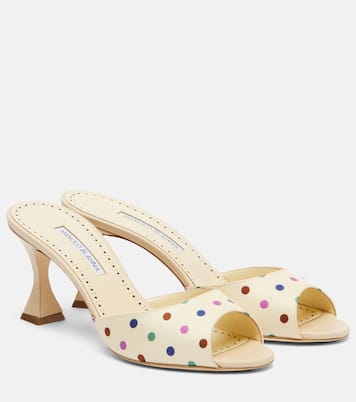 Jadaron polka-dot twill mules | Manolo Blahnik