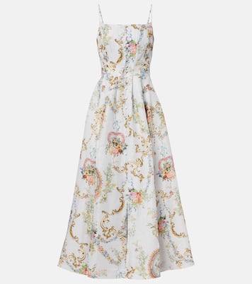 Printed linen and silk bustier dress | Camilla