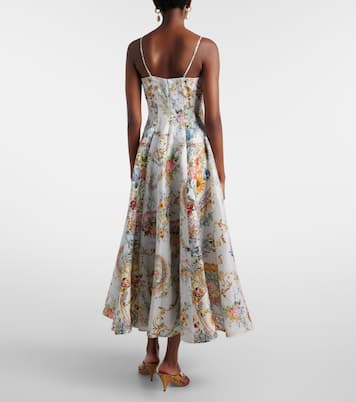 Printed linen and silk bustier dress | Camilla