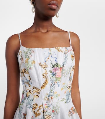 Printed linen and silk bustier dress | Camilla