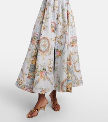 Printed linen and silk bustier dress | Camilla