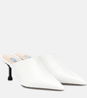 Embossed leather mules | Prada