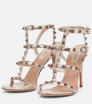 Sandali Rockstud in pelle metallizzata | Valentino Garavani