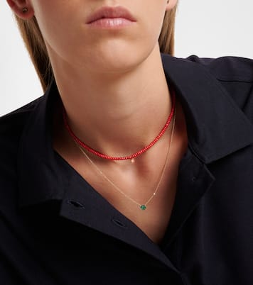 Bamboo coral and 14kt gold charm necklace | Sydney Evan