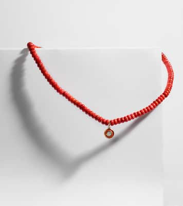 Bamboo coral and 14kt gold charm necklace | Sydney Evan