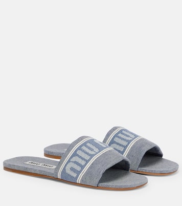 Logo jacquard denim slides | Miu Miu