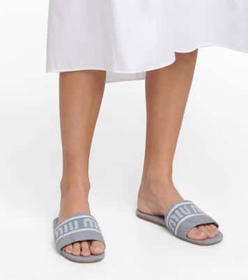 Logo jacquard denim slides | Miu Miu