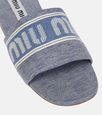 Logo jacquard denim slides | Miu Miu