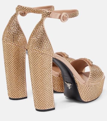 Embellished satin platform sandals | Prada