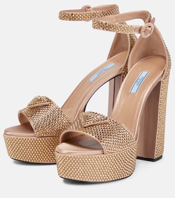 Embellished satin platform sandals | Prada