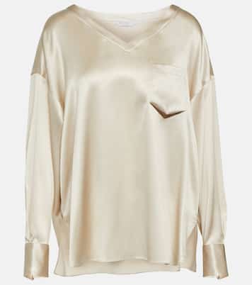 Silk-blend satin top | Brunello Cucinelli
