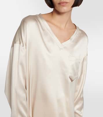 Silk-blend satin top | Brunello Cucinelli