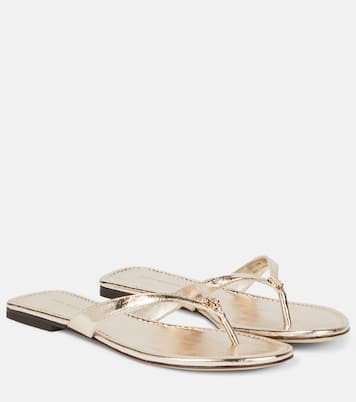 Tongs en cuir métallisé | Tory Burch