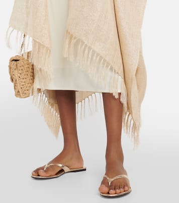 Tongs en cuir métallisé | Tory Burch