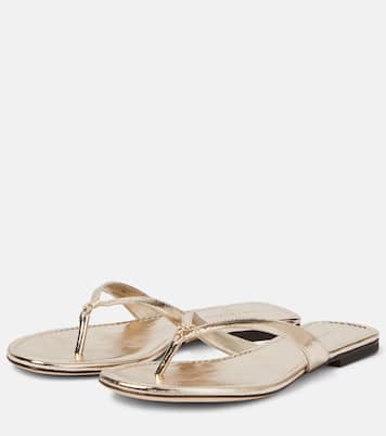 Tongs en cuir métallisé | Tory Burch