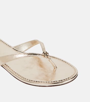 Tongs en cuir métallisé | Tory Burch
