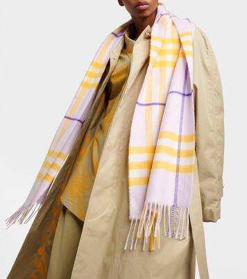 Checked wool scarf in multicoloured Burberry Mytheresa