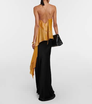 Top de lamé drapeado con apliques | Victoria Beckham