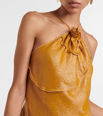 Top de lamé drapeado con apliques | Victoria Beckham