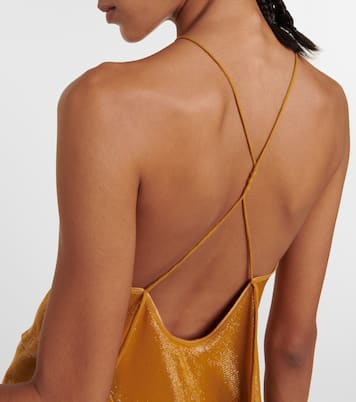 Top de lamé drapeado con apliques | Victoria Beckham
