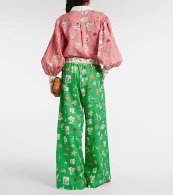 Pantaloni a gamba larga in lino con stampa | Alémais