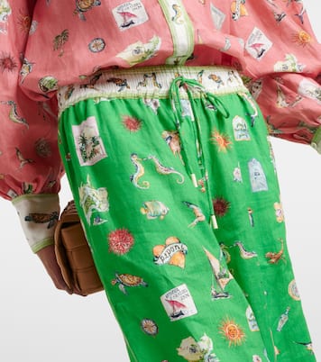Pantaloni a gamba larga in lino con stampa | Alémais