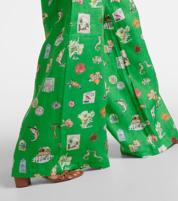 Pantaloni a gamba larga in lino con stampa | Alémais
