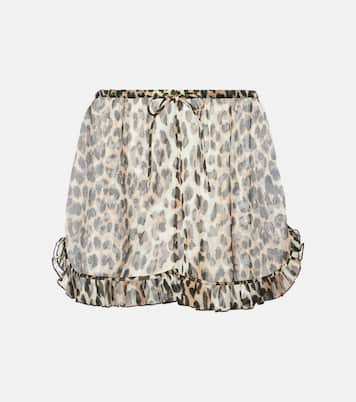 Shorts in chiffon con stampa leopardata | Ganni