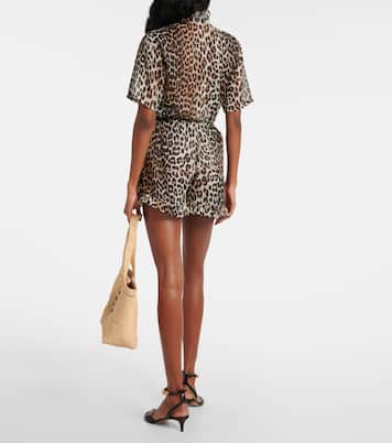 Shorts in chiffon con stampa leopardata | Ganni