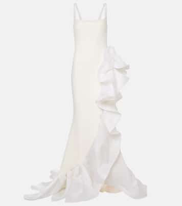 Bridal - Abito lungo Yana in crêpe e raso | Safiyaa