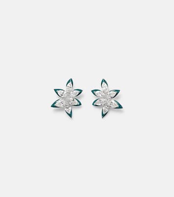 Orecchini asimmetrici in oro bianco 18kt con smalto e diamanti | Kamyen