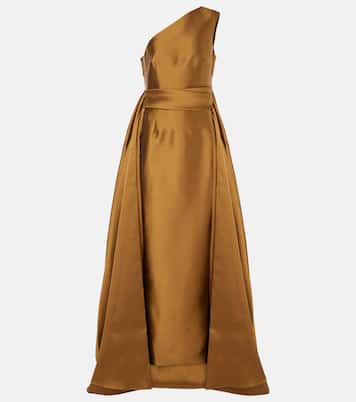 Abito lungo monospalla Charo in twill | Solace London