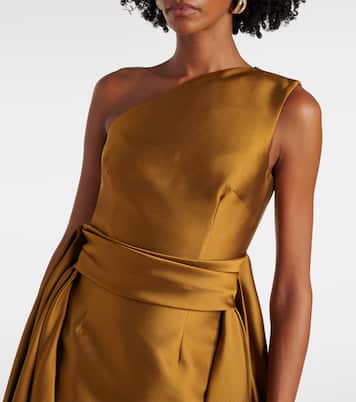 Abito lungo monospalla Charo in twill | Solace London