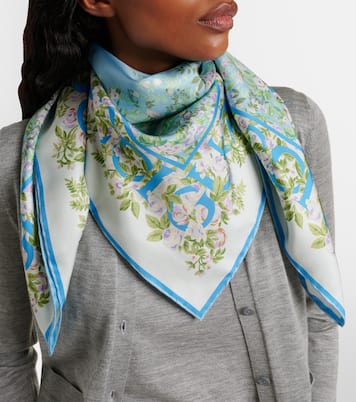 GG floral silk twill scarf | Gucci