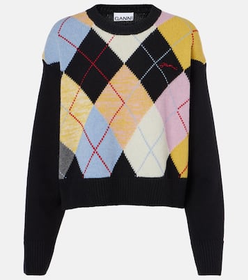 Harlequin argyle wool-blend sweater | Ganni