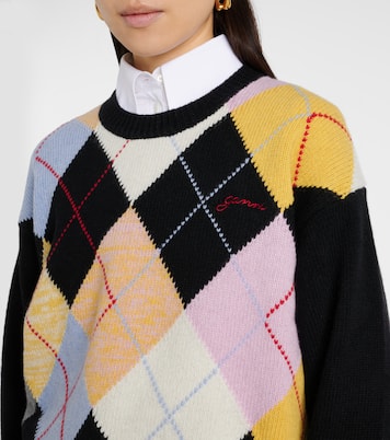 Harlequin argyle wool-blend sweater | Ganni