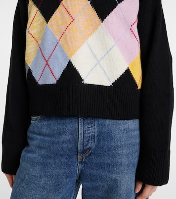 Harlequin argyle wool-blend sweater | Ganni