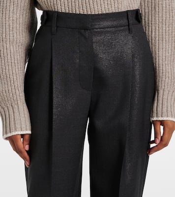 Pantaloni a gamba larga in misto lana | Brunello Cucinelli