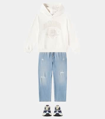 Sweat-shirt à capuche DG brodé en coton | Dolce&Gabbana Kids