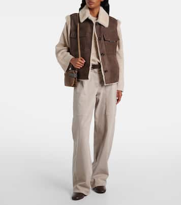 Shearling-lined suede vest | Brunello Cucinelli