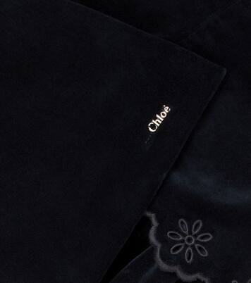Scalloped cotton velvet dress | Chloé Kids