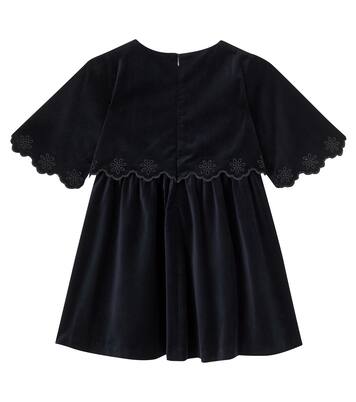 Scalloped cotton velvet dress | Chloé Kids