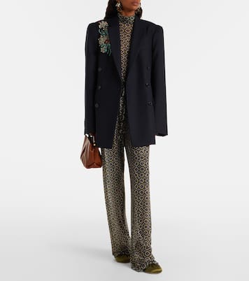 Embellished printed sheer jersey pants | Dries Van Noten